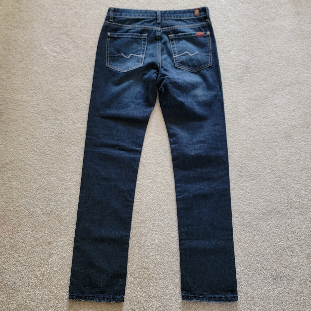 7 For All Mankind Women's Jeans Slimmy Straight Dark Wash Denim Stretch Size 16